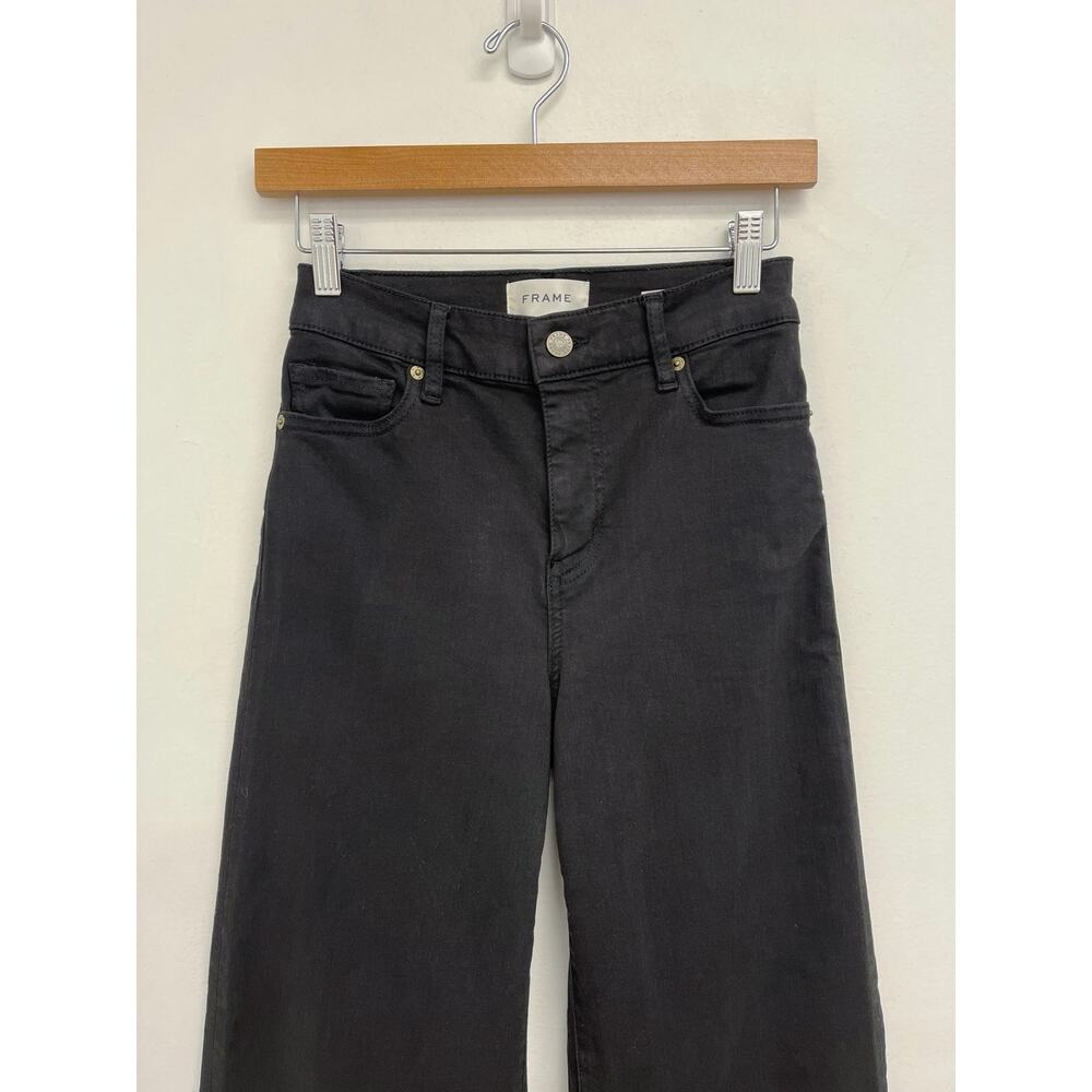 FRAME Le Slim Palazzo Wide Leg Flare High Rise Stretch Black Jeans - Size 25 - Picture 4 of 11